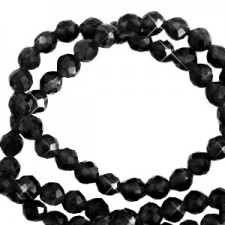 Faceted Natural stone beads 3mm crystal Black